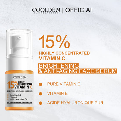 COOLDEW 15% Highly Concentrated VITAMIN C Brightening &Antiaging Face Serum（15% 高浓度 维生素 C 美白 抗衰老面部精华液）