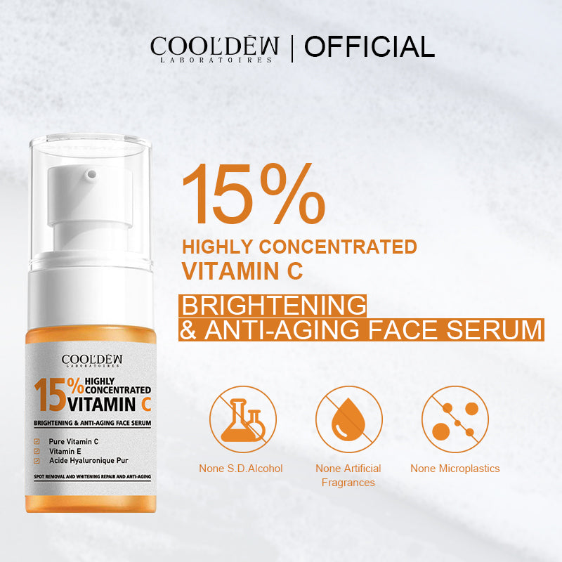 COOLDEW 15% Highly Concentrated VITAMIN C Brightening &Antiaging Face Serum（15% 高浓度 维生素 C 美白 抗衰老面部精华液）