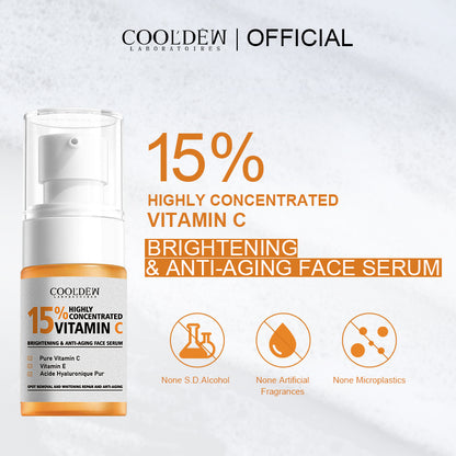 COOLDEW 15% Highly Concentrated VITAMIN C Brightening &Antiaging Face Serum（15% 高浓度 维生素 C 美白 抗衰老面部精华液）