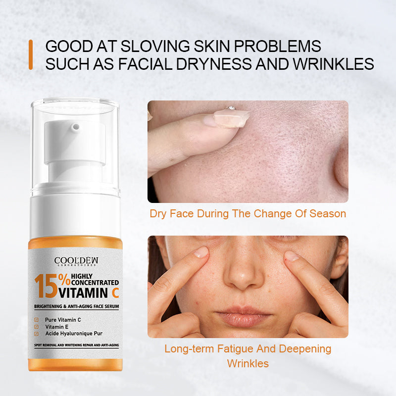 COOLDEW 15% Highly Concentrated VITAMIN C Brightening &Antiaging Face Serum（15% 高浓度 维生素 C 美白 抗衰老面部精华液）