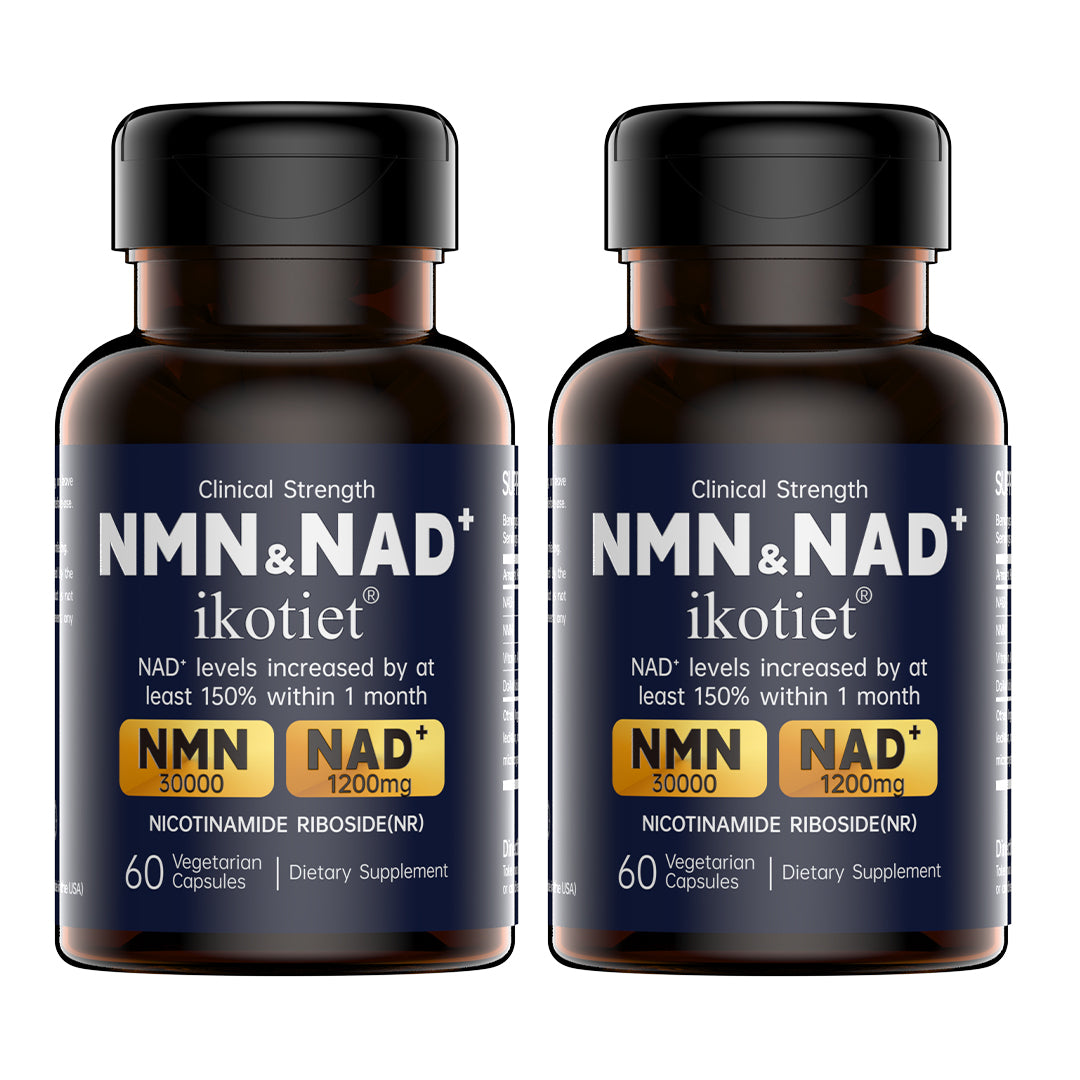 IKOTIET-NAD+ Supplement for Anti-Aging and Cell Regeneration, NAD+NMN, 300 mg Niagen, 30 Servings | Supports Cellular Energy, Skin Care, Brain, and Muscles | Niacinamide Ribose (NR) 1 Capsule Daily | 1 Bottle + 1 Trial Pack support cellular energy extra s