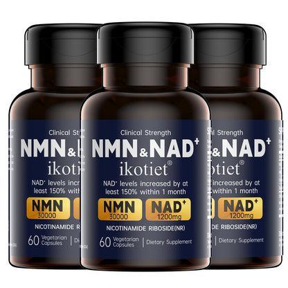 IKOTIET-NAD+ Supplement for Anti-Aging and Cell Regeneration, NAD+NMN, 300 mg Niagen, 30 Servings | Supports Cellular Energy, Skin Care, Brain, and Muscles | Niacinamide Ribose (NR) 1 Capsule Daily | 1 Bottle + 1 Trial Pack support cellular energy extra s