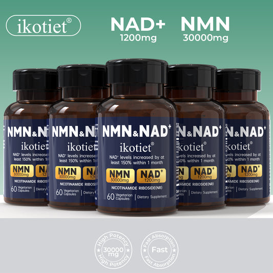 IKOTIET-NAD+ Supplement for Anti-Aging and Cell Regeneration, NAD+NMN, 300 mg Niagen, 30 Servings | Supports Cellular Energy, Skin Care, Brain, and Muscles | Niacinamide Ribose (NR) 1 Capsule Daily | 1 Bottle + 1 Trial Pack support cellular energy extra s
