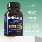 IKOTIET-NAD+ Supplement for Anti-Aging and Cell Regeneration, NAD+NMN, 300 mg Niagen, 30 Servings | Supports Cellular Energy, Skin Care, Brain, and Muscles | Niacinamide Ribose (NR) 1 Capsule Daily | 1 Bottle + 1 Trial Pack support cellular energy extra s